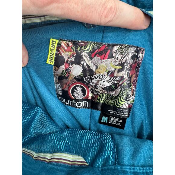 Burton DryRide Stripe Print Cargo Snowboard Pants Womens Medium Turquoise Blue - Picture 9 of 13